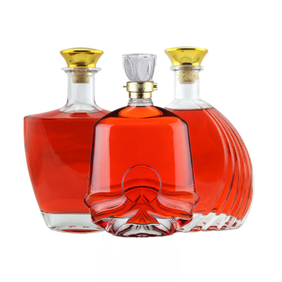 Garrafas de vidro de flint extra de 375 ml 500 ml 700 ml para bebidas alcoólicas Brandy Rum Tequila Marcas