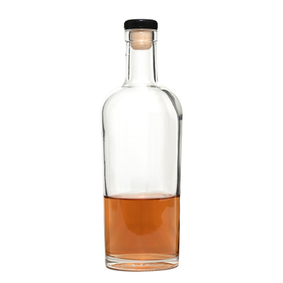 500 ml 750 ml garrafa de vidro transparente de forma personalizada para uísque Brandy Tequila Gin Vodka