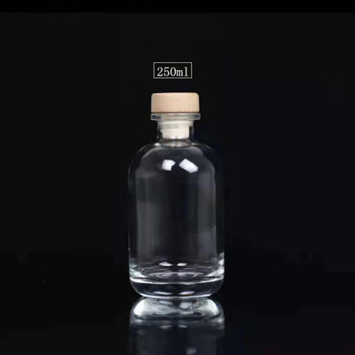 250 ml 375 ml Garrafas de vidro de cortiça de madeira vazias Whisky Brandy Vinho Espiritoso Vodka Liquor