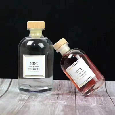 250 ml 375 ml Garrafas de vidro de cortiça de madeira vazias Whisky Brandy Vinho Espiritoso Vodka Liquor