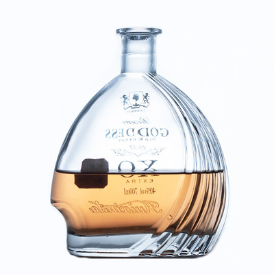 Material de vidro de pedra alta 700ml 750ml Rum Vodka Whiskey Tequila Garrafa de vidro com cortiça