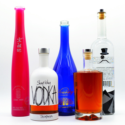 375ml 700ml 750ml Vodka Whisky Liquor Garrafa de vidro com design personalizado e superfície de gelo