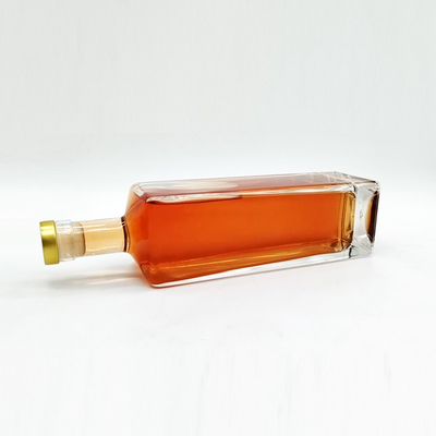 Garrafa de vidro de 750 ml de forma quadrada para gin, rum, uísque, vodka, bebidas alcoólicas e licores personalizados