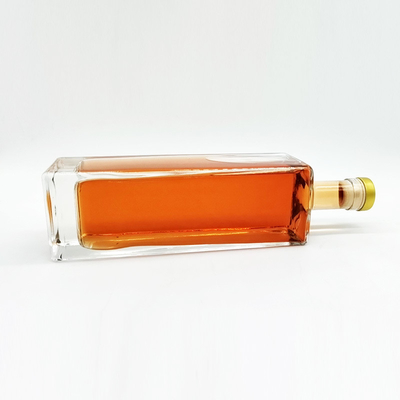Garrafa de vidro de 750 ml de forma quadrada para gin, rum, uísque, vodka, bebidas alcoólicas e licores personalizados