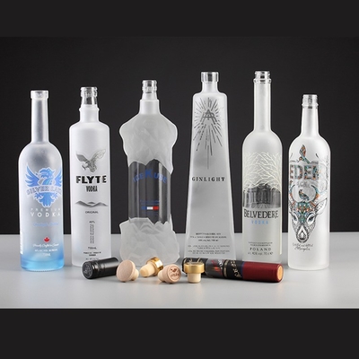 Garrafa de vidro de 750 ml de forma quadrada para gin, rum, uísque, vodka, bebidas alcoólicas e licores personalizados