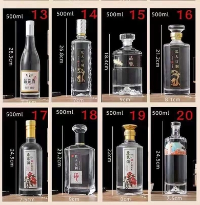 Super Flint Glass 500ml 700ml 750ml Rum Vodka Whisky Liquor Gin Garrafa com Cortiça de Vidro
