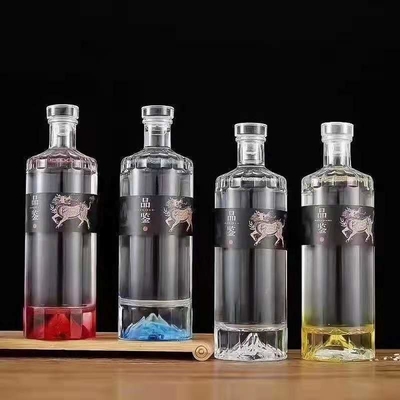 Super Flint Glass 500ml 700ml 750ml Rum Vodka Whisky Liquor Gin Garrafa com Cortiça de Vidro
