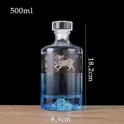Super Flint Glass 500ml 700ml 750ml Rum Vodka Whisky Liquor Gin Garrafa com Cortiça de Vidro
