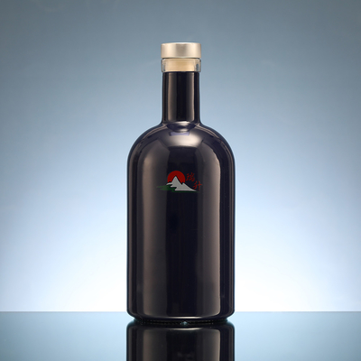 Garrafas de vinho de vidro de tamanho personalizado para armazenar uísque e vinho em vidro super flint