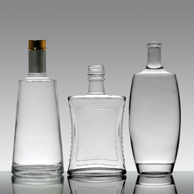 Garrafa de Brandy de 750 ml, retangular, de pescoço longo e vidro Super Flint