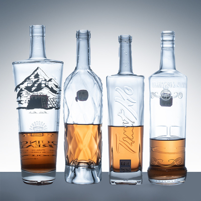 Garrafa de Brandy de 750 ml, retangular, de pescoço longo e vidro Super Flint