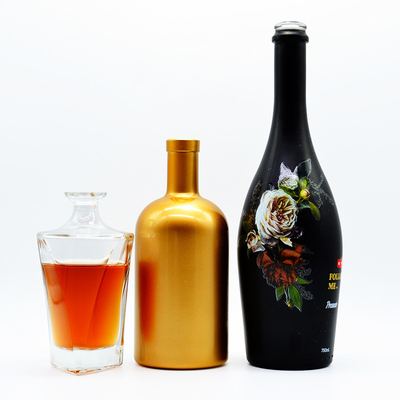 Logotipo de impressão de tela de seda personalizado Vazio, cristal claro, cilindro, garrafa de vidro de espírito