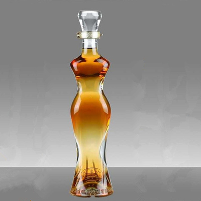 Garrafas de vinho de vidro Lady únicas com material de vidro de bebida industrial Super Flint