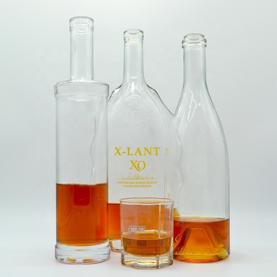 Garrafas de vidro 500ml 750ml Gin limpo e vazio Vinho Whiskey Brandy Vodka com Certificado SGS
