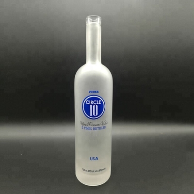 Botas de vidro transparente de 750 ml personalizadas para vedação de álcool Tipo cortiça Decal de manuseio de superfície