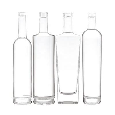750 ml garrafas de vidro de álcool aceitável OEM/ODM para rótulos metálicos Rum Whiskey Vodka