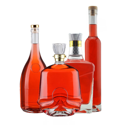 Garrafas de vidro para bebidas alcoólicas e vinhos a granel 375 ml 500 ml 700 ml 750 ml extra flint vazio