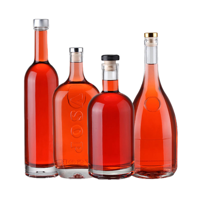 Garrafas de vidro para bebidas alcoólicas e vinhos a granel 375 ml 500 ml 700 ml 750 ml extra flint vazio