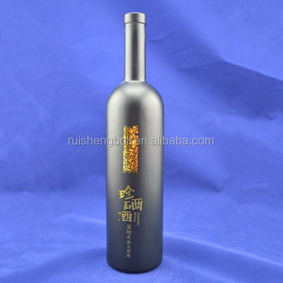 Embalagens de vidro preto de 750 ml para vinho/óleo/whisky em embalagens de cartão