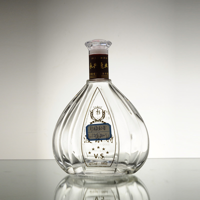 Garrafa de vidro de 500 ml para bebidas de luxo de cortiça tipo Super Flint