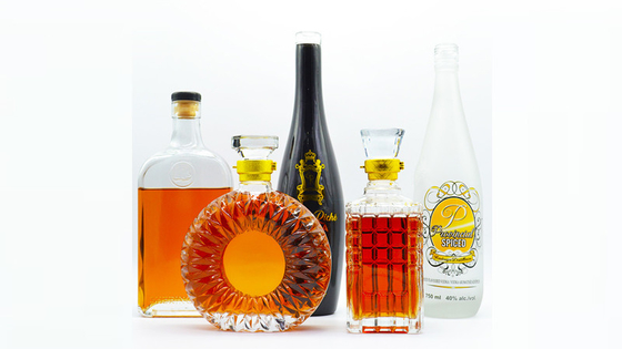 Impressão a serrilha Garrafa de vidro congelado redonda de 500 ml para bebidas espirituosas Champagne Tequila