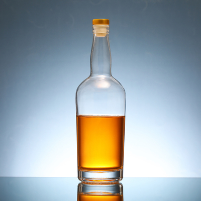 Impressão a serrilha Garrafa de vidro congelado redonda de 500 ml para bebidas espirituosas Champagne Tequila