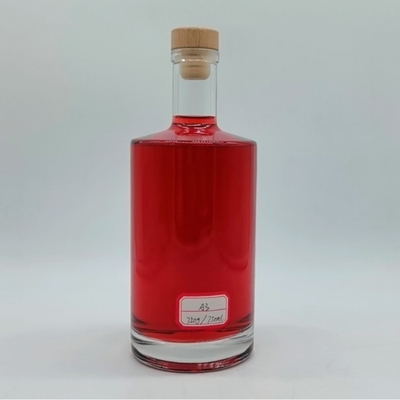 Garrafa de vidro transparente de luxo para uísque Logotipo personalizado Forma redonda 750 ml Garrafas de vidro de licor