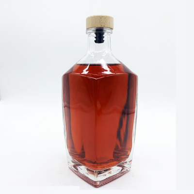 Bebidas Industriais High End Quadrado Esculpido Liquor Tequila Boston Garrafa de vidro com tampa