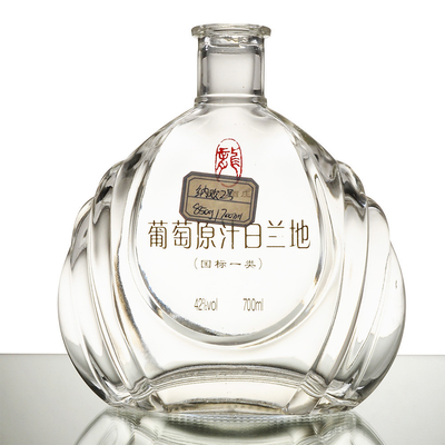 Garrafa de vidro de 750 ml de Brandy Spirit com Decal/Tipografia/Pintura/Frost