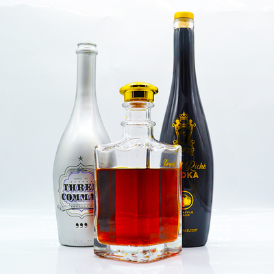 Whisky FOB e Luxury Impressão personalizada Garrafas de vidro congeladas quadradas vazias para licor