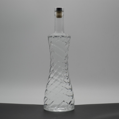 Impressão de tela de ombro redonda personalizada Garrafa de vidro branco congelado para 750 ml de vodka alcoólica