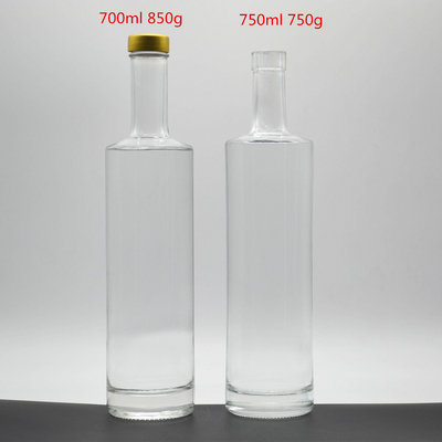 Super Flint Glass Collar Redondo 700ml Garrafa de Cortiça Garrafa de Gin Limpa para Amantes da Vodka