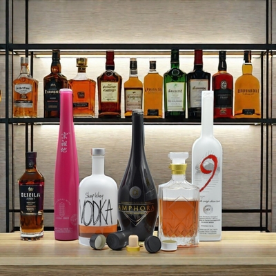 375 ml 500 ml 700 ml 750 ml espumante de impressão congelado personalizado brandy uísque licor vodka garrafa com tampa