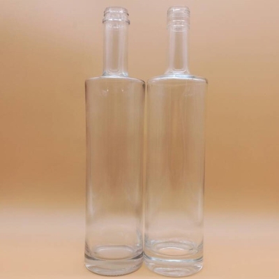 Super Flint Glass Collar Redondo 700ml Garrafa de Cortiça Garrafa de Gin Limpa para Amantes da Vodka