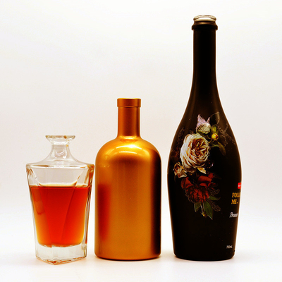 Garrafa de vidro para uísque Brandy Vodka Material de corpo congelado Vidro