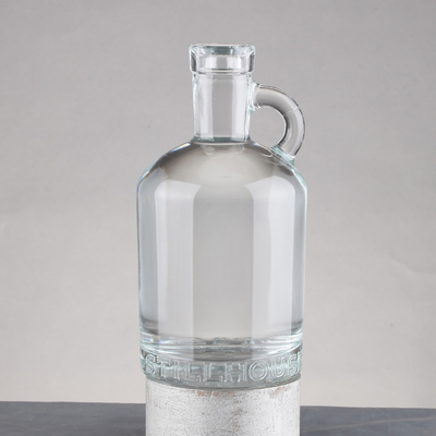 Garrafa de vidro de brandy com alça 500ml 750ml Vodka Rum Álcool Whiskey Colar de vidro