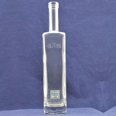 500 ml de material do colarinho Garrafa de vidro para gin Whisky Spirits Vodka Brandy Liquor FOB