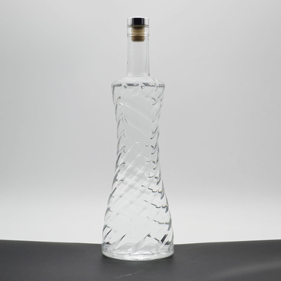 Super Flint Glass 750ml garrafa para cortiça de fundo grosso e design personalizado de licor