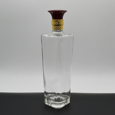 Super Flint Glass 750ml garrafa para cortiça de fundo grosso e design personalizado de licor