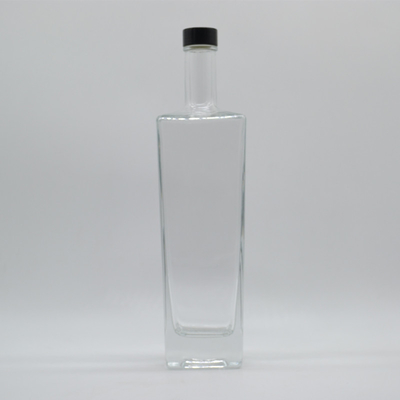 500 ml 700 ml 750 ml garrafa de vidro quadrada de 1 l, feita de material branco cristalino para bebidas espirituosas