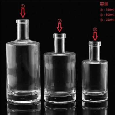 FOB Garrafa de vidro vazia para Vodka Spirits Whisky Wine Capacidade 250ml 500ml 700ml 750ml 1l
