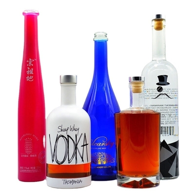 Garrafa de vidro clara de 750 ml para bebidas redondas Whisky Champagne Spirit Capacidade 500 ml