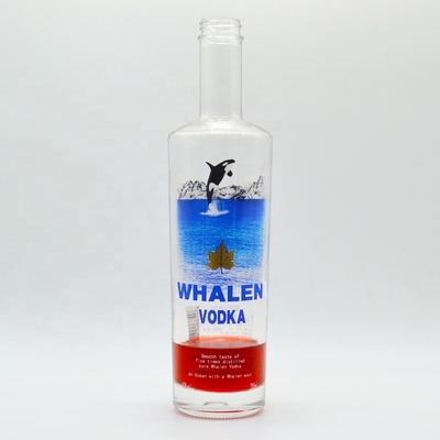 Garrafa de vidro clara de 750 ml para bebidas redondas Whisky Champagne Spirit Capacidade 500 ml