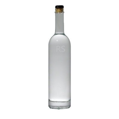 Garrafa de vidro clara de 750 ml para bebidas redondas Whisky Champagne Spirit Capacidade 500 ml