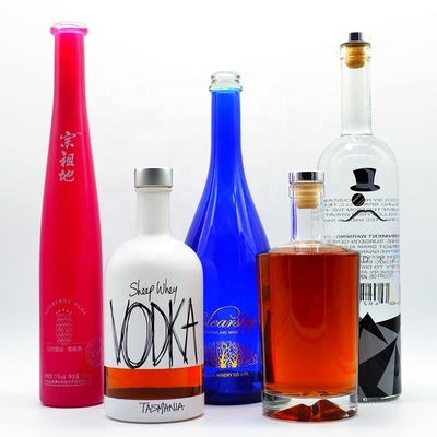 Garrafas de vidro 500ml 750ml Gin limpo e vazio Vinho Whiskey Brandy Vodka com Certificado SGS