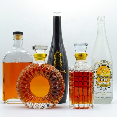 Garrafas de vidro 500ml 750ml Gin limpo e vazio Vinho Whiskey Brandy Vodka com Certificado SGS