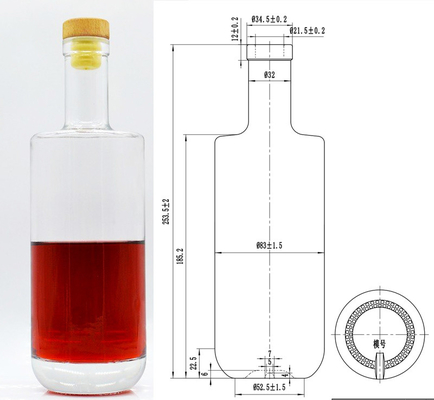 700 ml frasco quadrado 250 ml gin vodka bebida de licor garrafa de vidro de Yuncheng Ruisheng