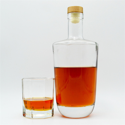 750 ml Botão de vidro absoluto com tampa Custom Fancy Round Transparente Botão de vidro de vodka