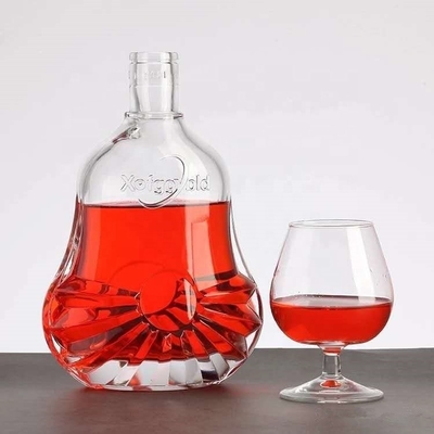 Garrafa de vidro de vinho transparente de forma única com tampa de 750 ml certificada pela SGS