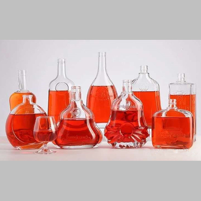 Garrafa de vidro de vinho transparente de forma única com tampa de 750 ml certificada pela SGS